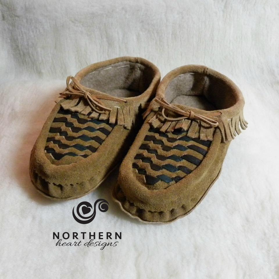 Leather Woven Moccasin slippers