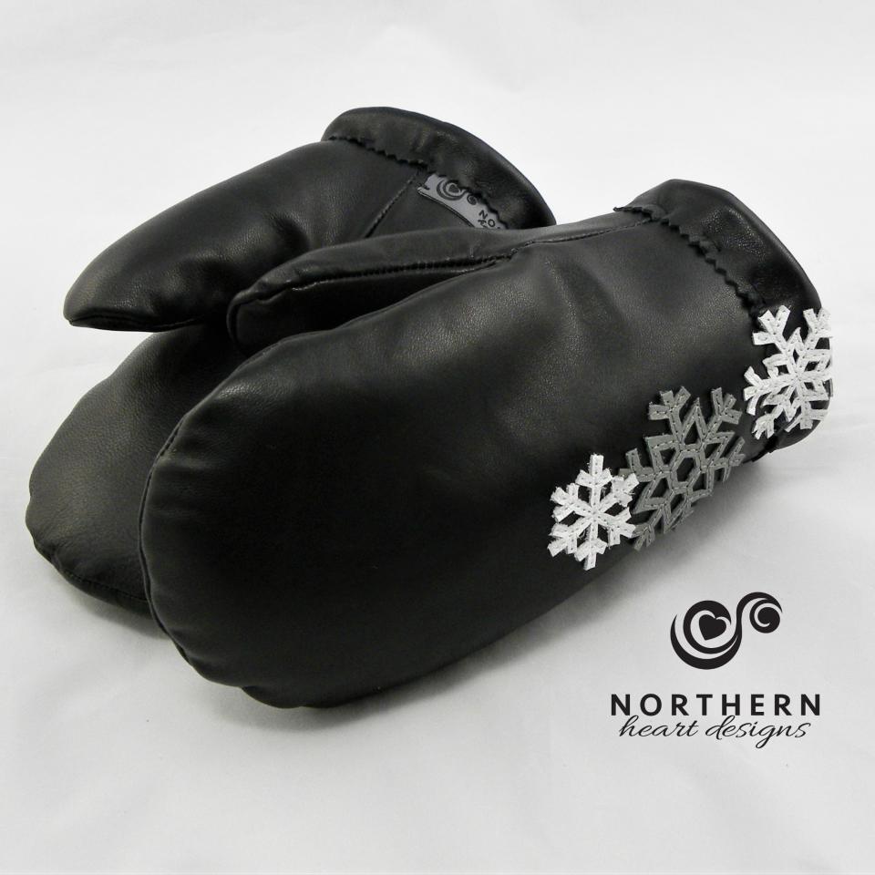 Leather Applique Mitts
