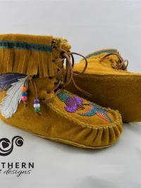 Scout moccasins, outdoor moccasins, leather moccasins, fringe, lace
