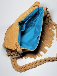Beaded Fringed Leather Bag - Large