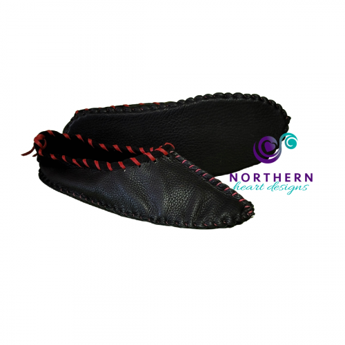 Black and Red Deerskin Ballet-Style Flats, Ladies size 5.5