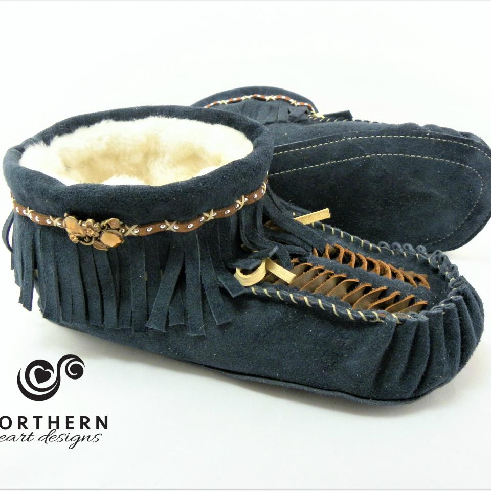 Leather weave moccasins