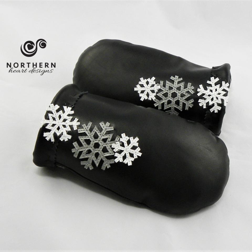 Leather Applique Mitts