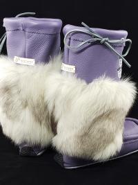 Mid-Calf Style Mukluks, Lilac colour with Dragonfly Beading, Ladies 8 (fit 7.5-8.5)