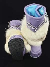 Mid-Calf Style Mukluks, Lilac colour with Dragonfly Beading, Ladies 8 (fit 7.5-8.5)
