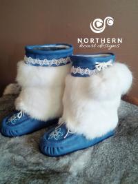 kids mukluks, leather, fur, beading