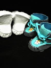 baby moccasins, baby shoes, leather, wrap-arounds