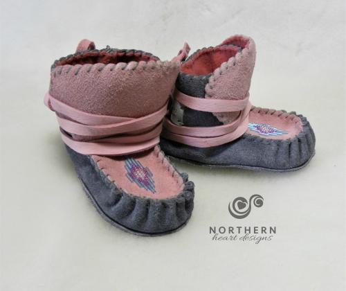 baby moccasins, baby shoes, leather, wrap-arounds