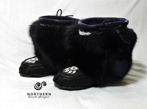 Shorty Mukluks with Beading and Fur